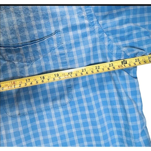 VTG IZOD Men’s Blue White Plaid Short Sleeve Button Down Single Stitch Size XL - Picture 7 of 11